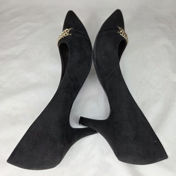Coach And Four Black Suede Pumps Pointed Toe Low Stilettos Heels Sz 9 - Picture 4 of 8